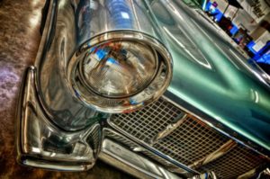 Vintage car headlight close-up