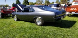 Classic muscle car at a car show